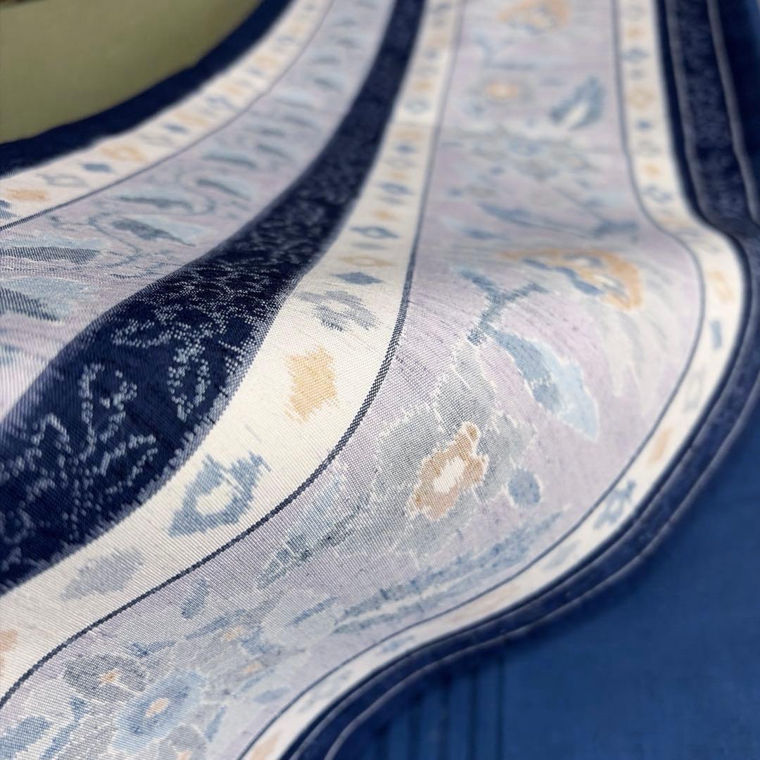 正絹　紬　全通袋帯《ライン　花》