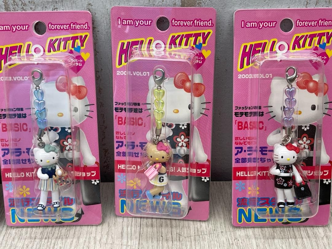 ハローキティ 2003年 ラインストーンストラップ 他 5種 コンプリート