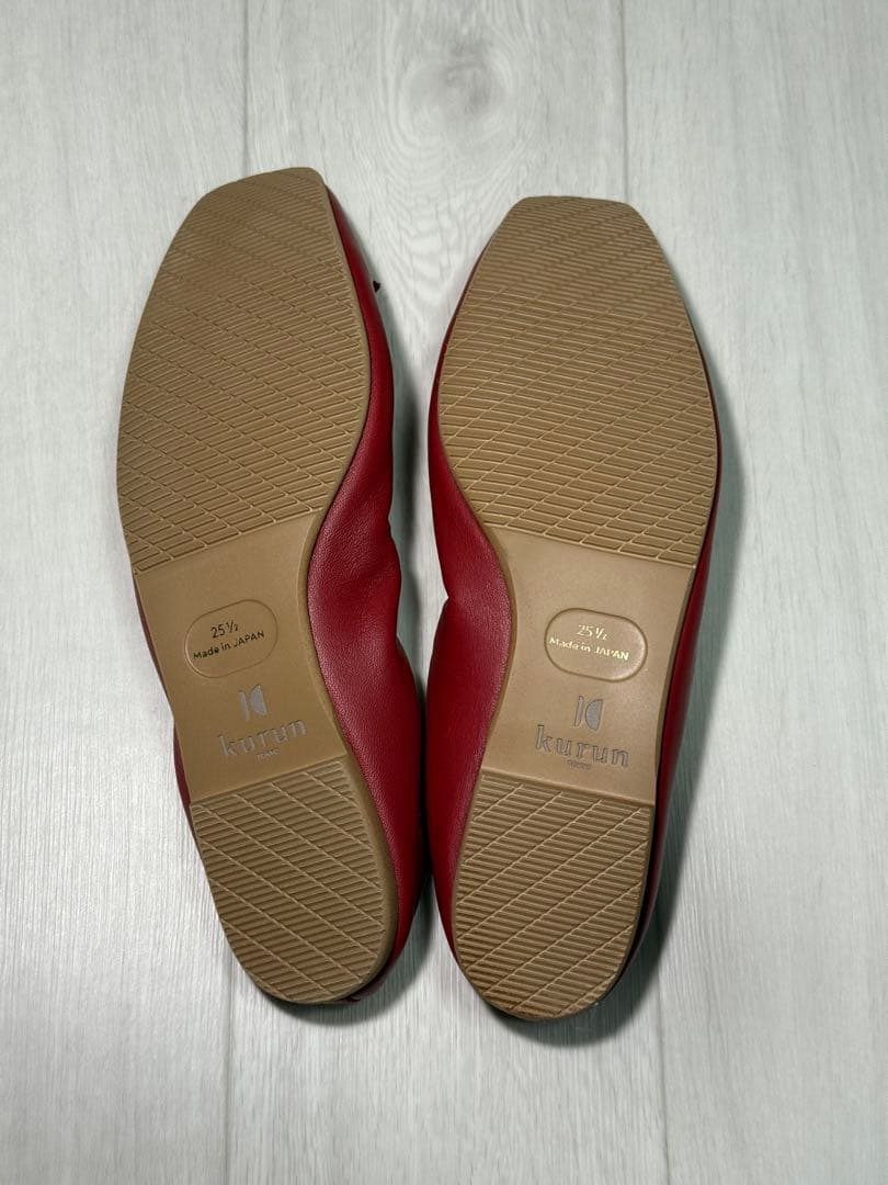 kurun 赤 バレエシューズ 25.5cm