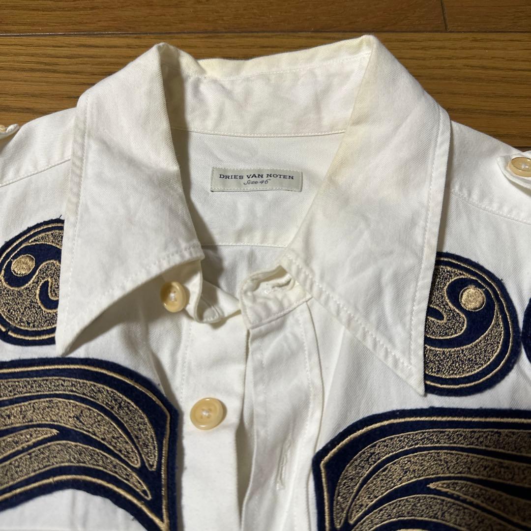 希少】 ドリスヴァンノッテン ミリタリー ワッペン刺繍 シャツ 二宮和