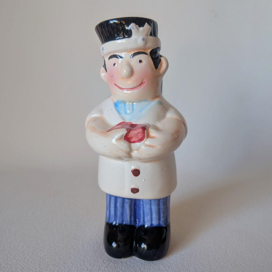 板前 シェフ ソルト&ペッパー 陶器 調味料入れ レトロ 置物 寿司 日本