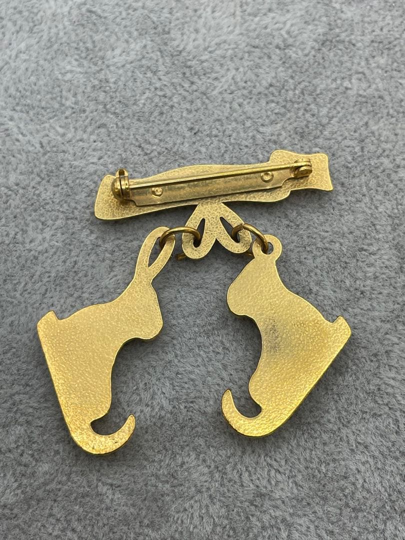 HERMES エルメス スケートシューズ ブローチ ヴィンテージゴールド