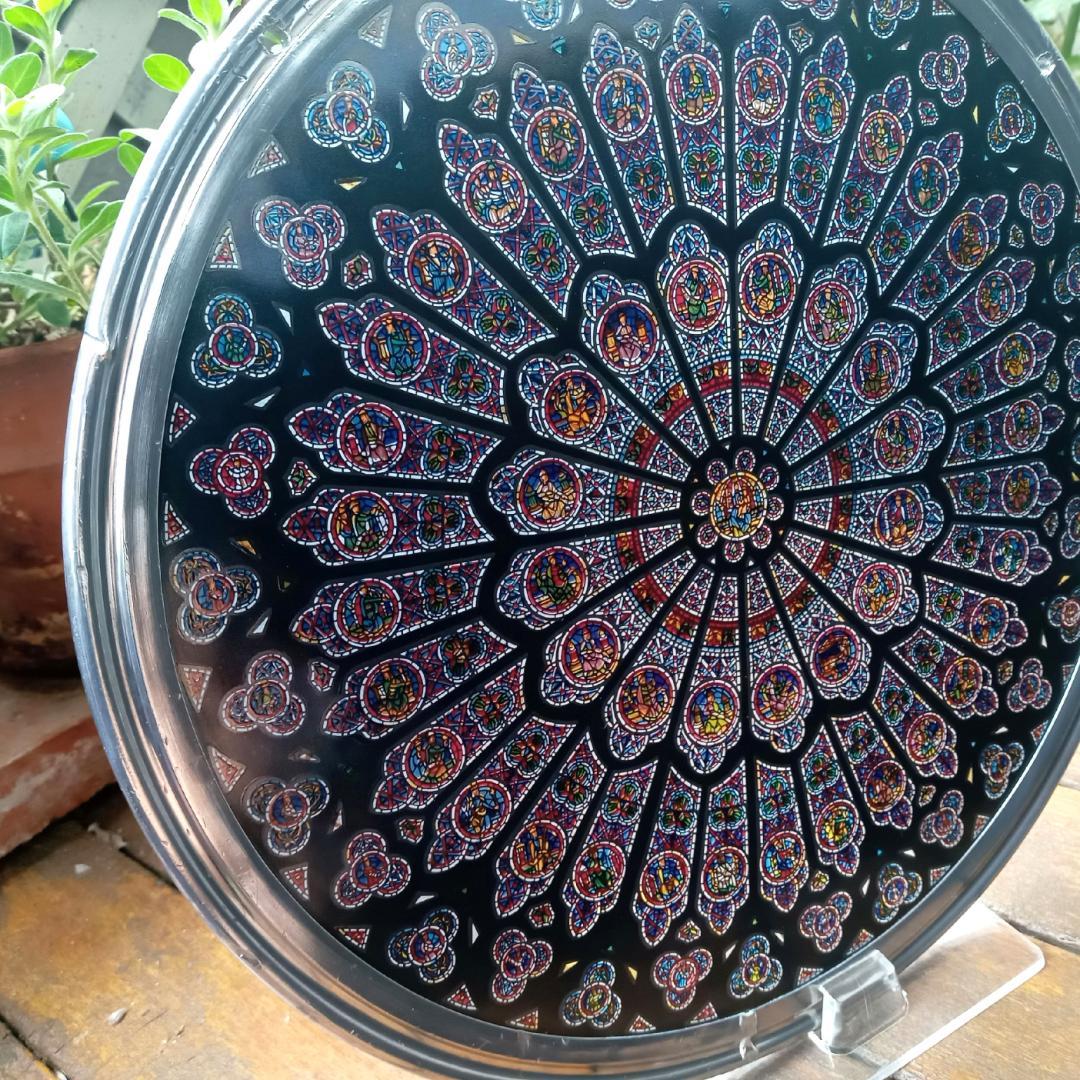 大判ノートルダム大聖堂(パリ)ステンドグラス 北のバラ窓 グラス