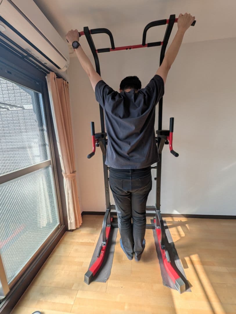 BARWING 懸垂マシン ぶら下がり健康器 改良モデル 高さ調整11段階 赤