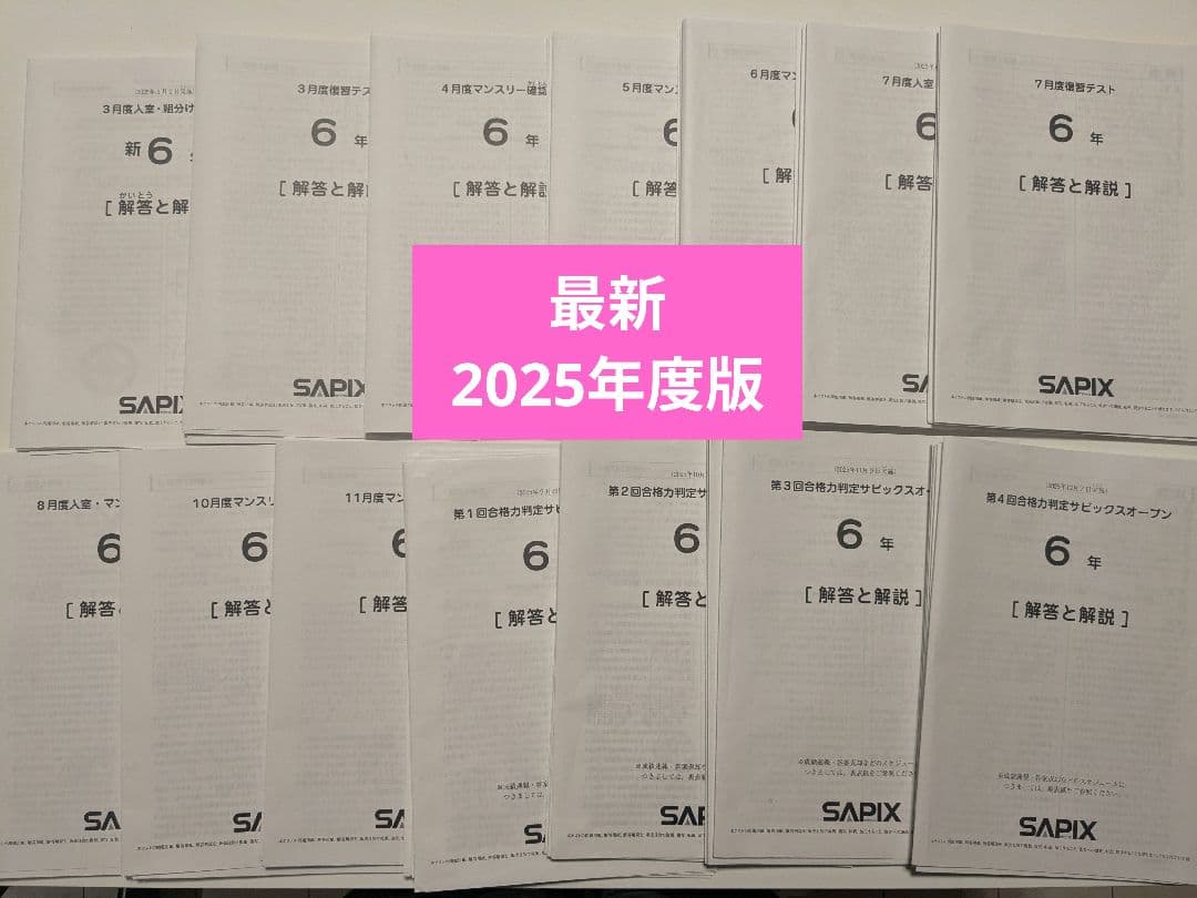 【最新版】2025年度 SAPIX 6年 テスト1年分14セット 2025年度SAPIX 6年生 テスト問題集 - メルカリ