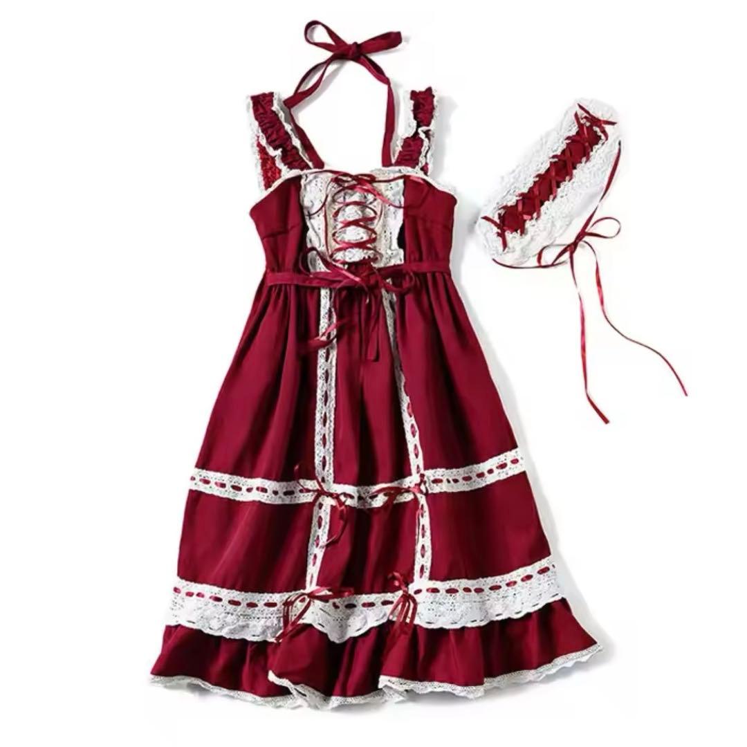 ロリータ jsk ワインレッド エンジ　baby ヘッドドレス付き Babydoll JSK & Princess Drop Headdress Set (2022) by Baby, the