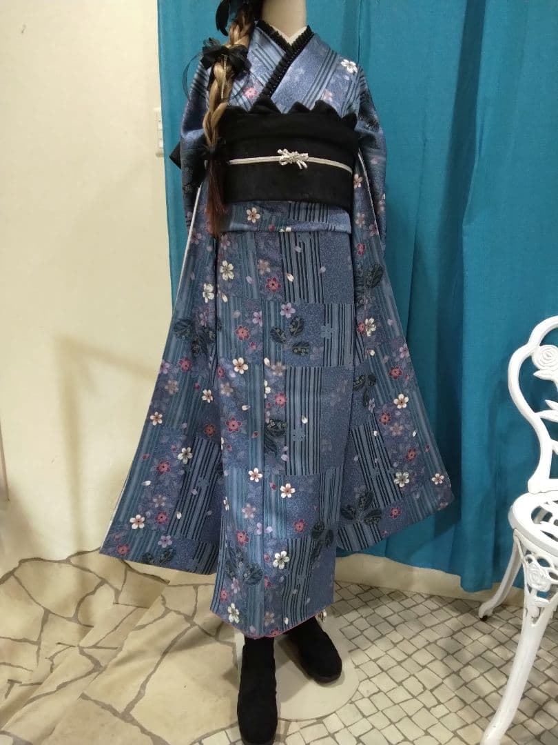 振袖フルセット、正絹鈴乃屋振袖、重ね衿、帯揚げ帯締め、西陣袋帯、襦袢、ガード加工 kyou-ka_b074