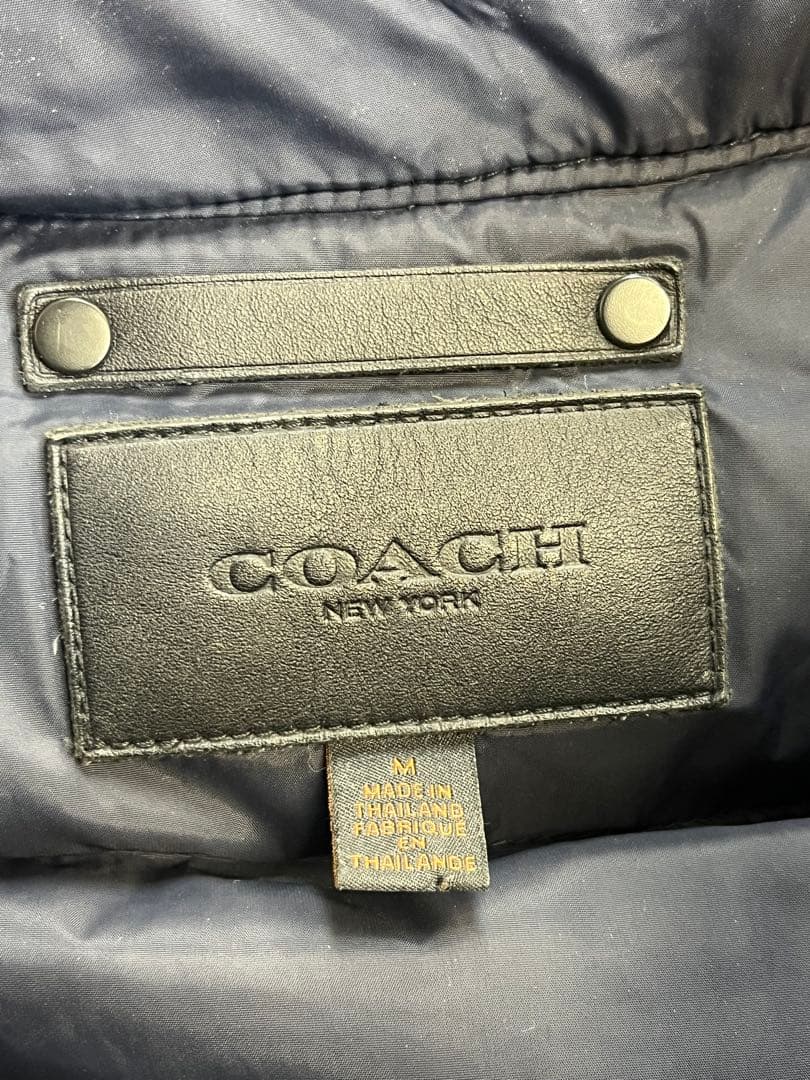 COACH コーチ レザー切り替え ダウンジャケット 紺 M メンズ - メルカリ