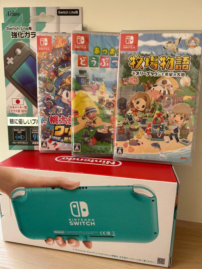 【新品未開封】Switch Lite ターコイズ+ソフト3本＋保護フィルム 新品未開封Nintendo Switch Lite ターコイズ ニンテンドースイッチ