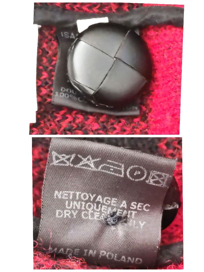 イザベルマラン エトワール ウール混 レッドチェック ニットコート 34