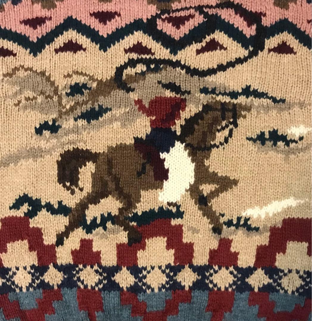 超レア カニエウエスト着 90's ラルフローレン カウボーイ柄 ニット