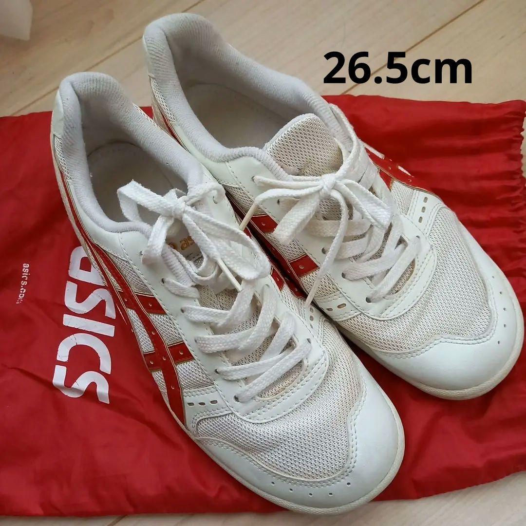 体育館シューズ アシックス26.5cm 袋付き メンズスニーカー 上履き 赤