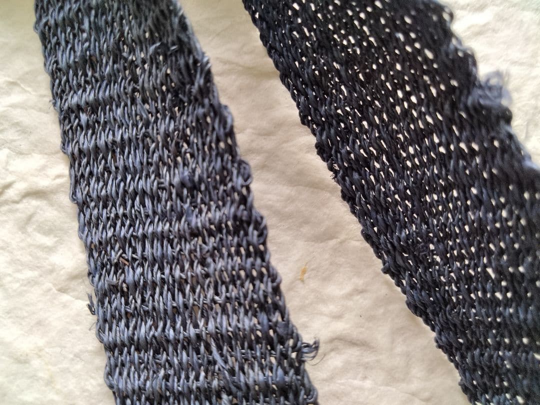 ラオス少数民族手紡ぎ葛繊維のメッシュバッグ シンプル紺色 新品