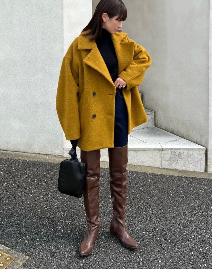 キャサリン様 clane OVER LINE DOUBLE COAT イエロー - メルカリ