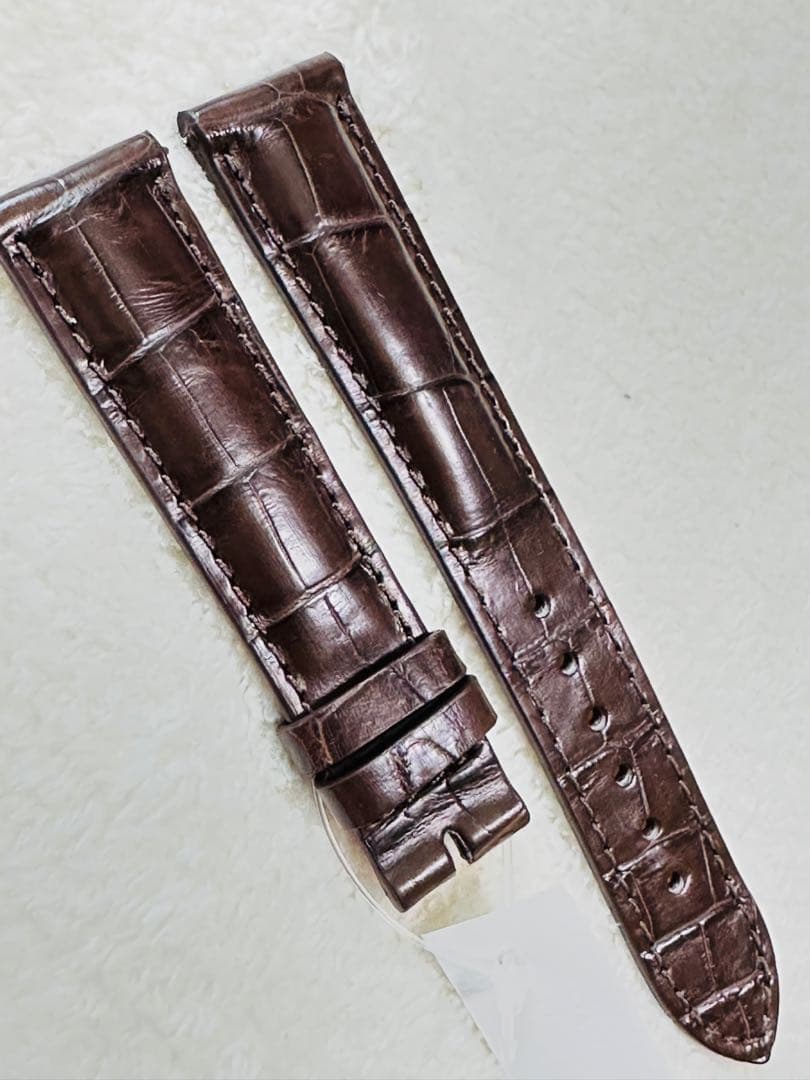 2011#19mm-16mmダークブラウン☆本物クロコダイルベルト☆スイス製