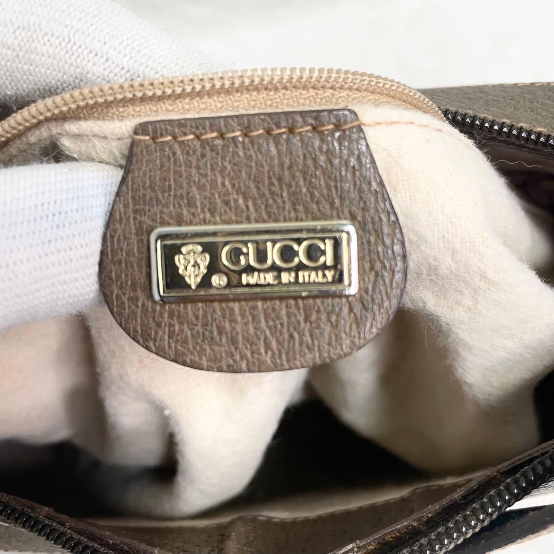 グッチ ショルダーバッグ GG柄 PVC ブラウン インターロッキング レザー