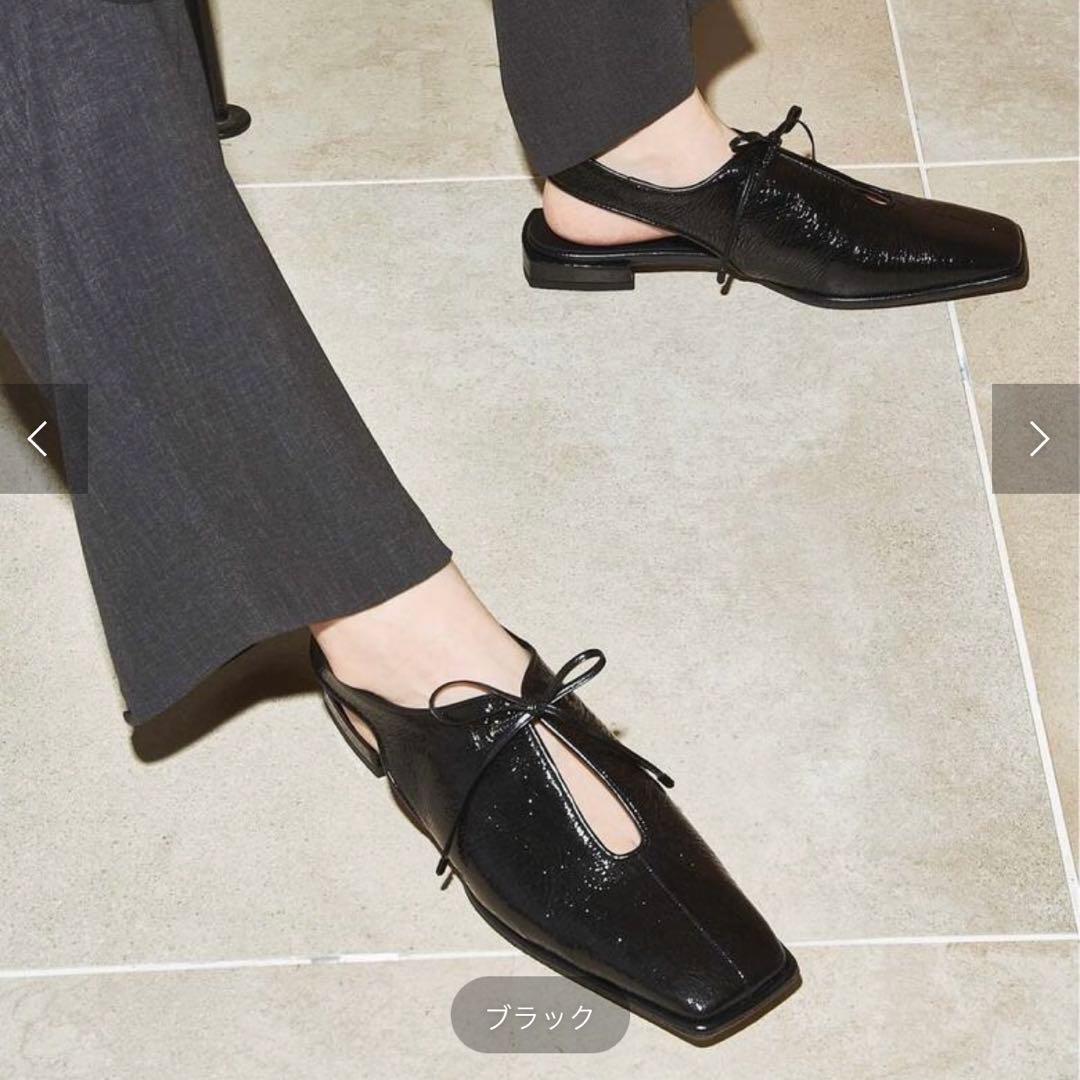 LE TALON GRISE レザースクエアカットアウトスリングバック - メルカリ