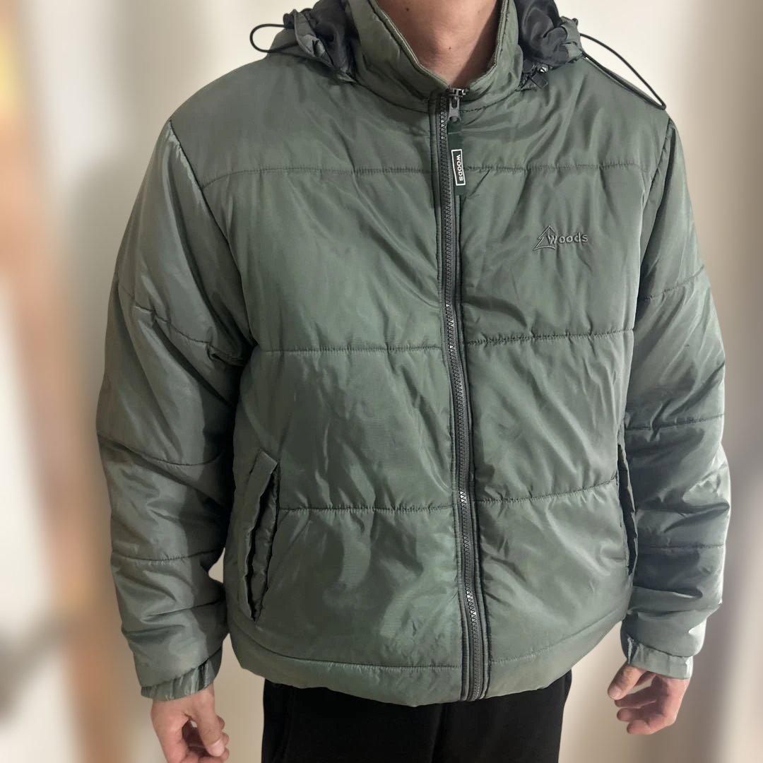 Woods フード付きダウンジャケット オリーブグリーン - メルカリ