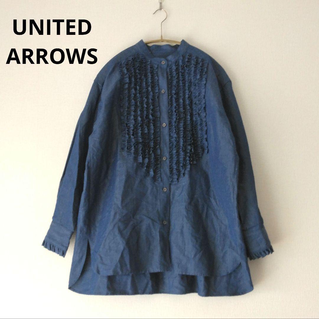 ユナイテッドアローズ UGCS フリル スタンドカラーシャツ NAVY リネン UGCS フリル スタンドカラー シャツ 4 （シャツ・ブラウス）｜UNITED