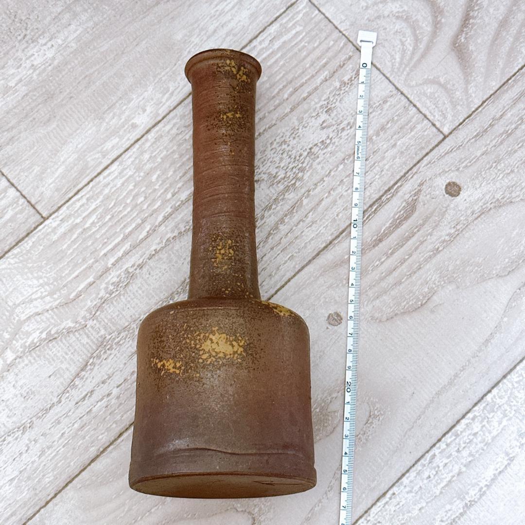 花入 花瓶 備前焼 陶印「力 刀」 / 骨董 古道具 茶道具 木村陶峰