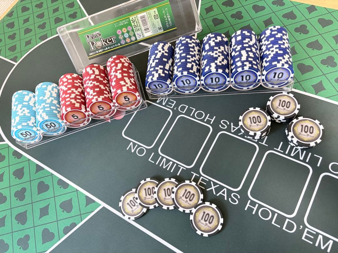 ポーカーチップ(220枚)セット ノーロミットテキサスホールデム - メルカリ