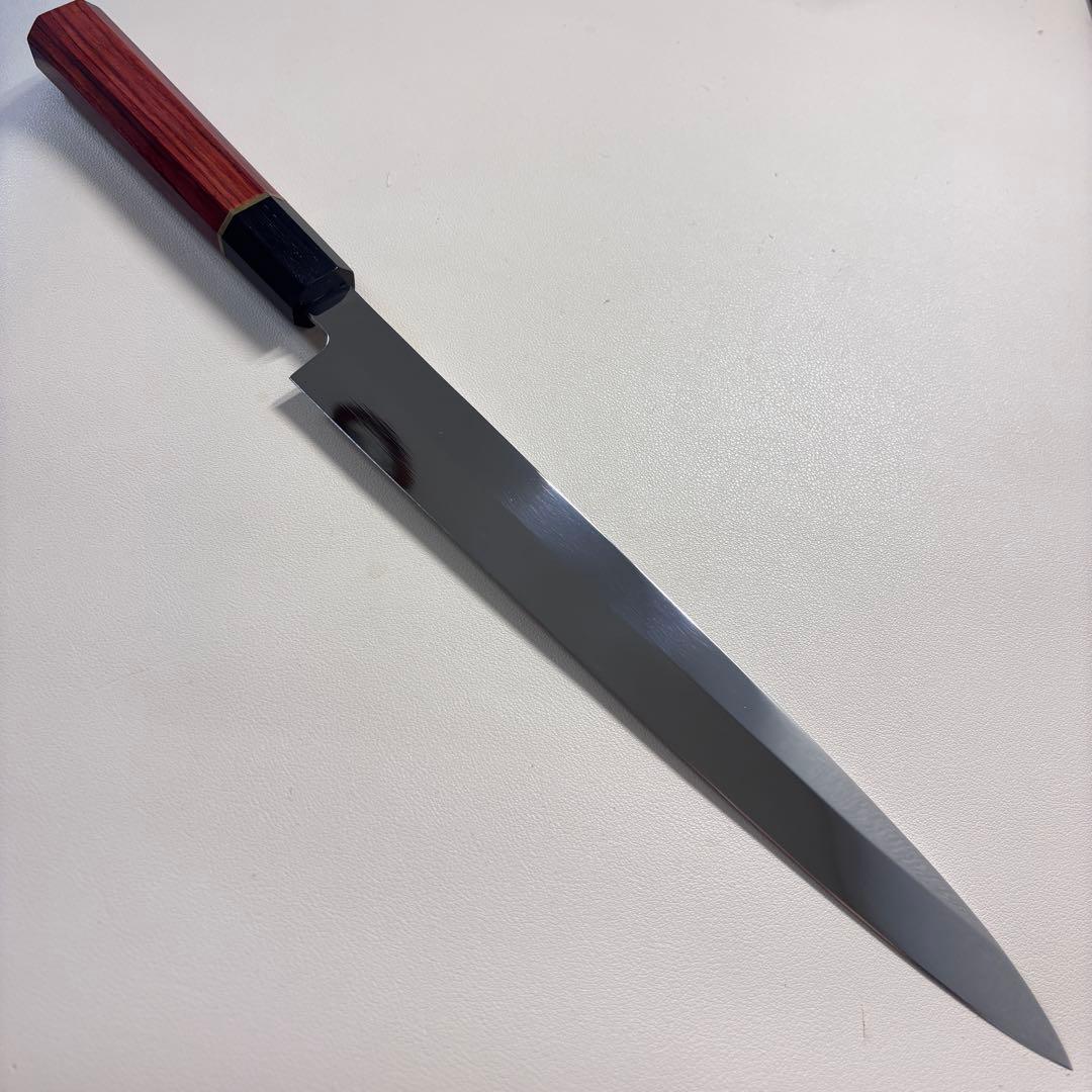 柳刃包丁 9寸 270mm 鏡面 柳刃包丁 鏡面　八角柄 刺身包丁。 堺 孝行 紫電 包丁 刺身包丁 柳刃 剣型 銀三鋼 鏡面 270mm デザート