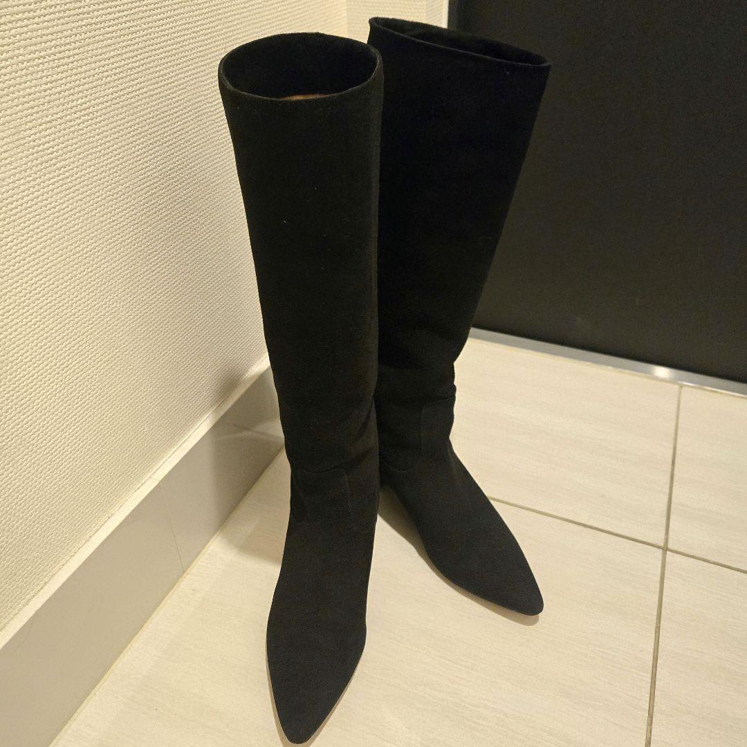 PELLICO ペリーコ スエードレザー ロングブーツ 37 黒 24㎝ - メルカリ