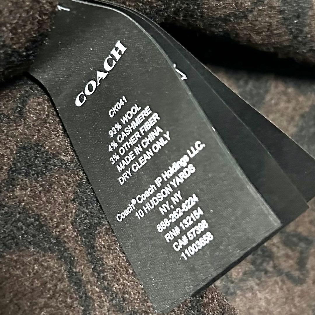 極美品 COACH カシミヤ混 ポンチョコート シグネチャー M L ブラック
