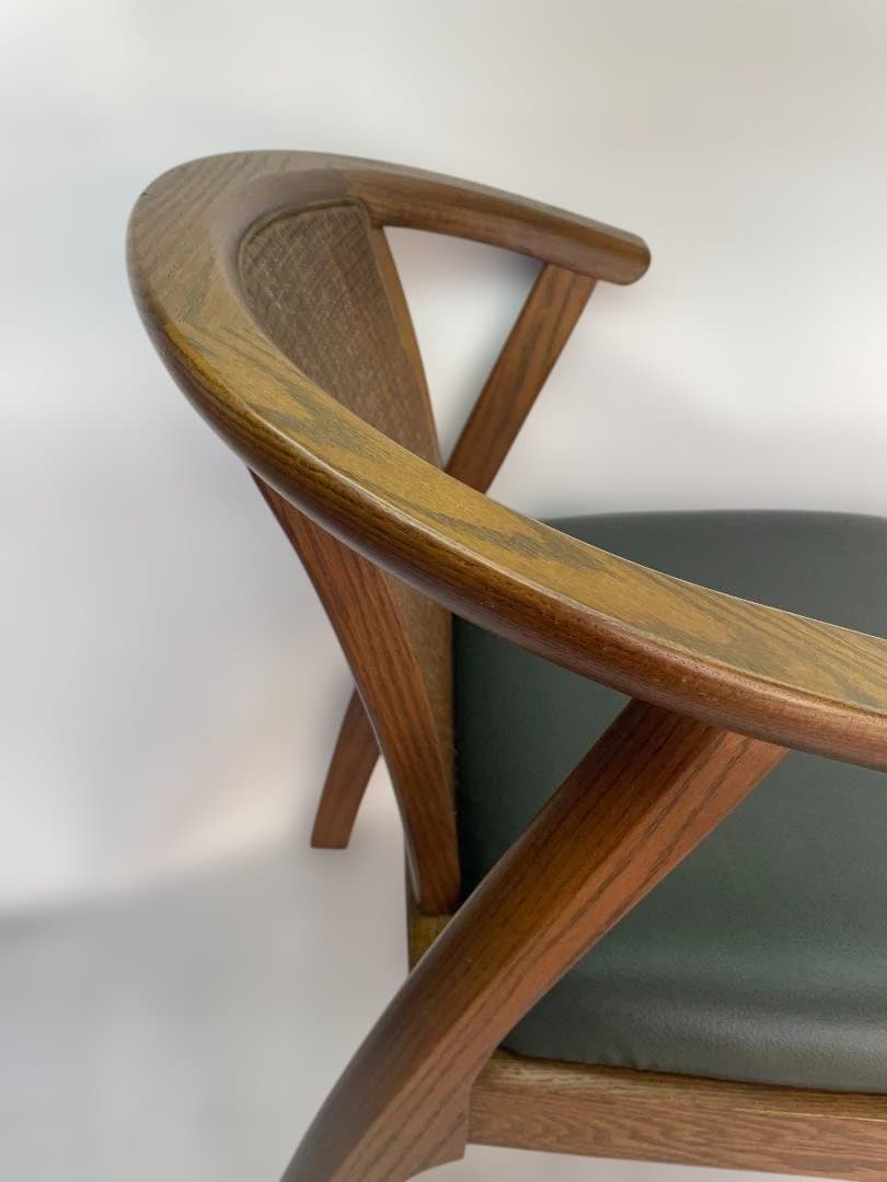 maruni 天然木 牛革 ダイニングチェア 木製 グリーン 12c92 - メルカリ