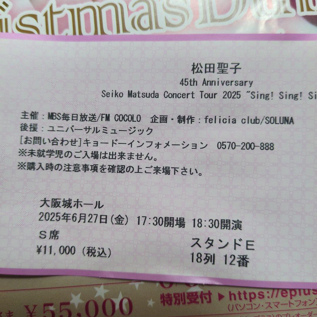 松田聖子 コンサート半券チケット 2025 - メルカリ