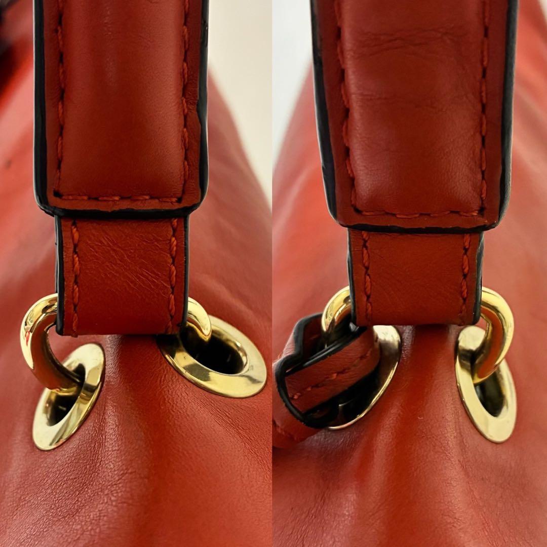 美品】トリーバーチ 2way ショルダーバッグ 鏡付き レザー 肩掛け 赤