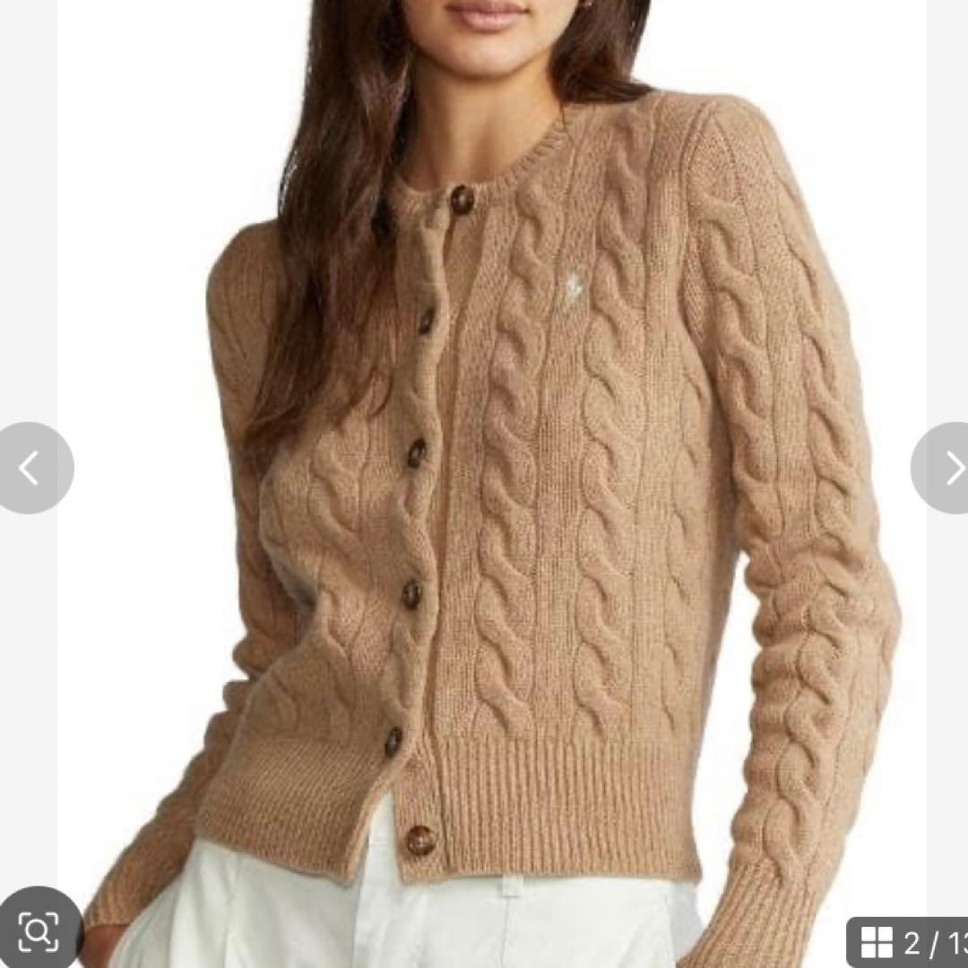 ポロラルフローレン　ケーブルニット　カーディガン　ブラウン　S POLO RALPH LAUREN（ポロ・ラルフローレン） カーディガン ケーブル