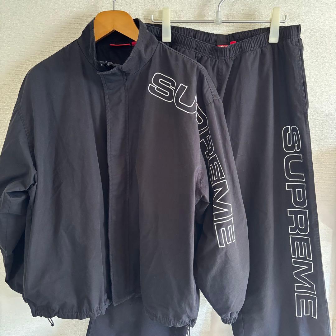 SUPREME黒ナイロンジャケットパンツセット 2025AW今季セットアップ