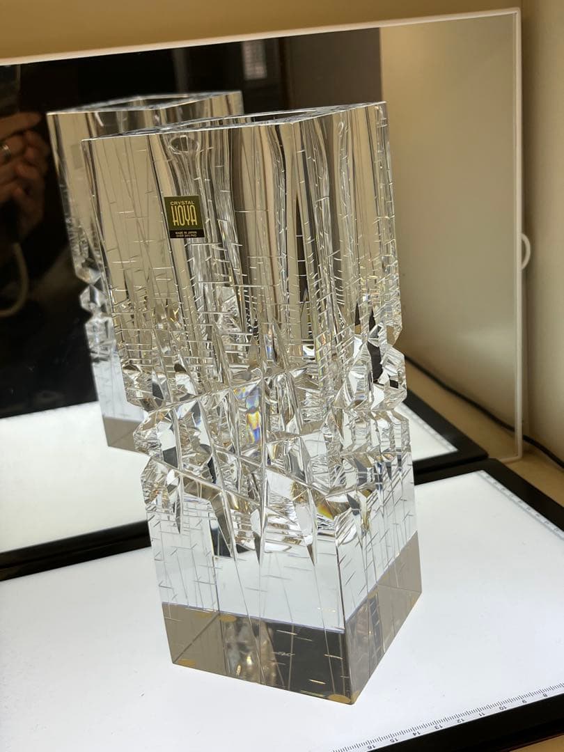 HOYA クリスタル　佐々木文夫　花瓶　フラワーベース　　最高級　貴重　中古品 Yahoo!オークション -「hoyaクリスタル 花瓶」(クリスタルガラス