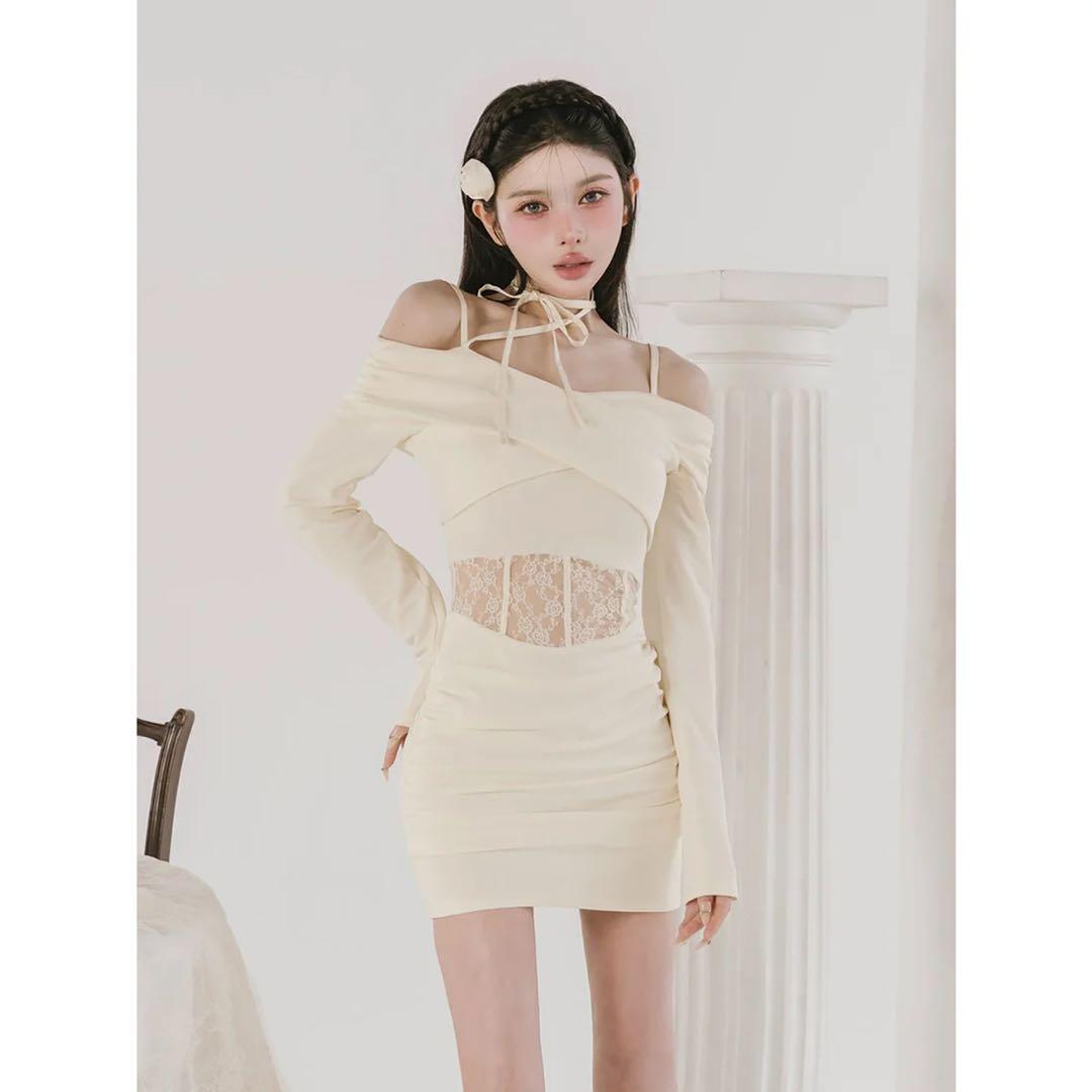 新品タグ付き ダーリッチ コルセットレースカットミニワンピース