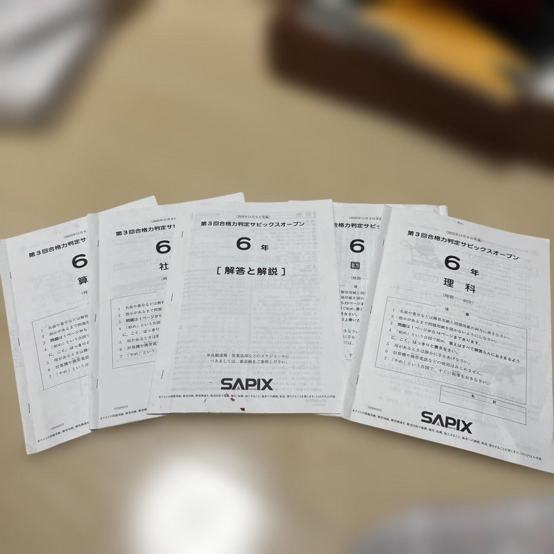 2025年度SAPIX 6年生 第4回合格力判定サピックスオープンテスト - メルカリ