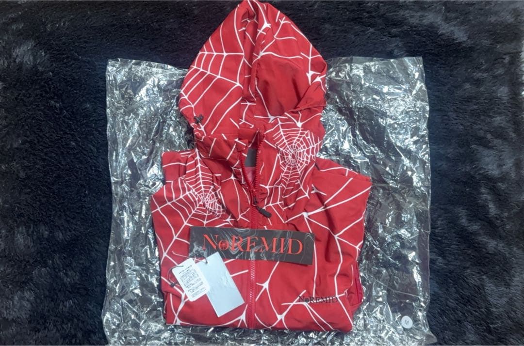 再販なし NOREMID SPIDER JACKET – レッド ステッカー付き SPIDER JACKET – RED – NOREMID