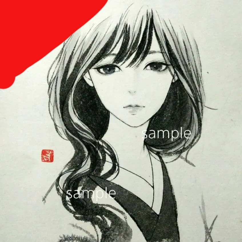 専用　肉筆原画　墨絵　水墨画　日本画　習作　和服　和装　美人画 1404427622.jpg?1637483576