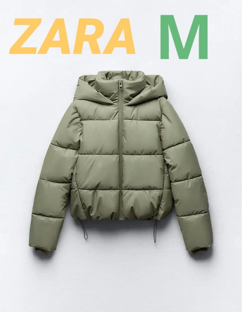 新品タグ付き】フード付き ラバーフィニッシュ アノラック ダウン ZARA
