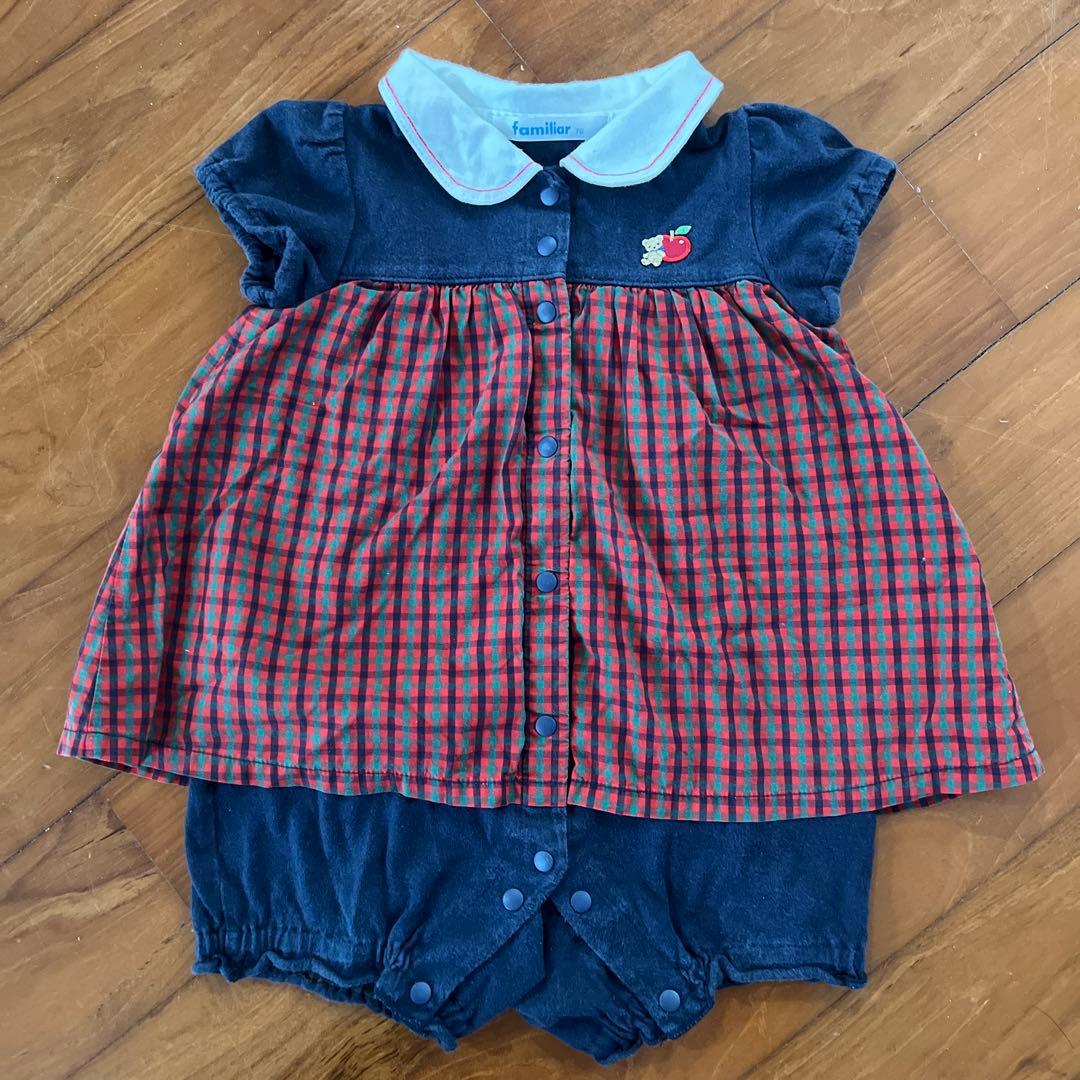 familiar チェック柄ロンパース 70サイズ - メルカリ