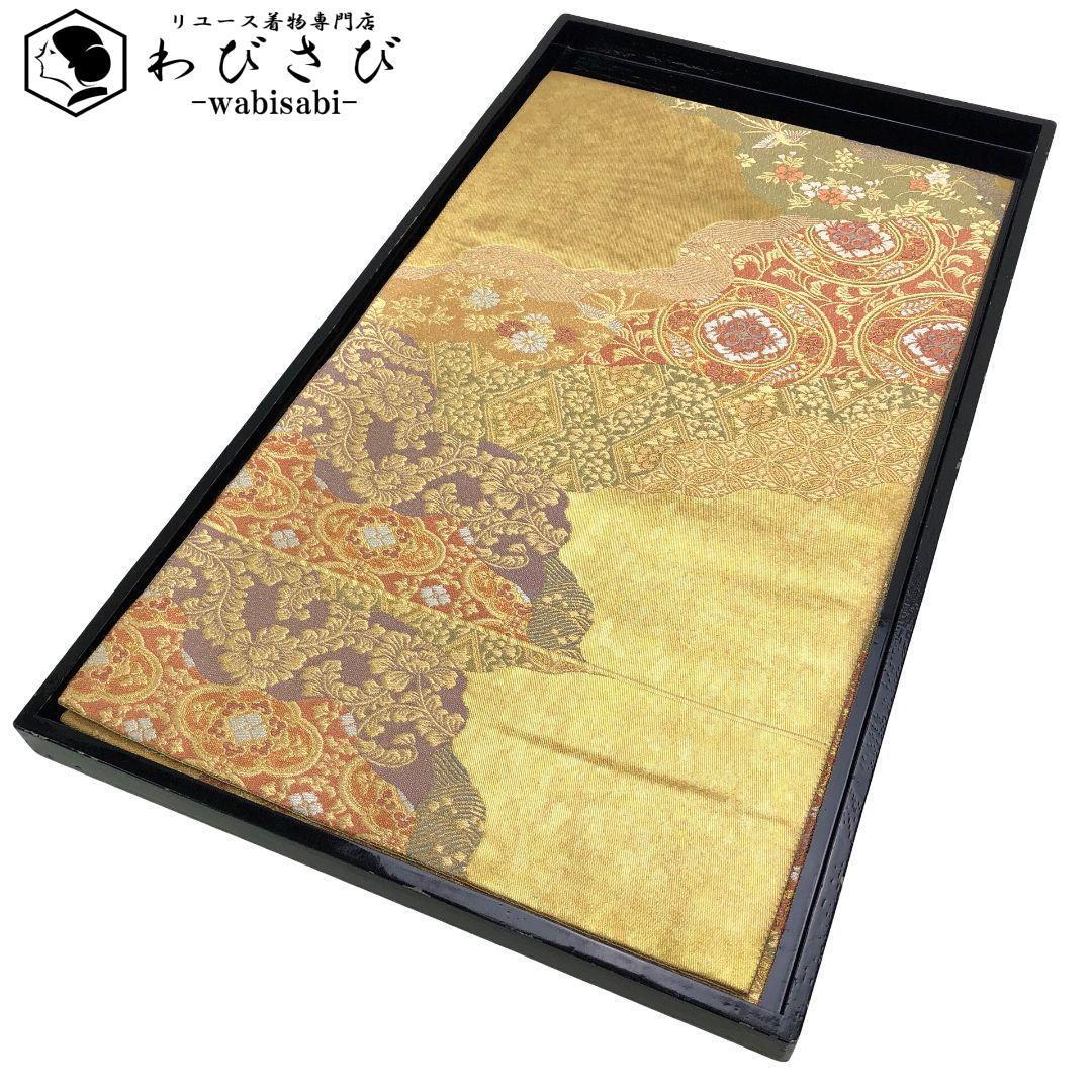 袋帯 道長取り 美しい華柄模様 鳳凰 金糸 金色 O-3182 - メルカリ