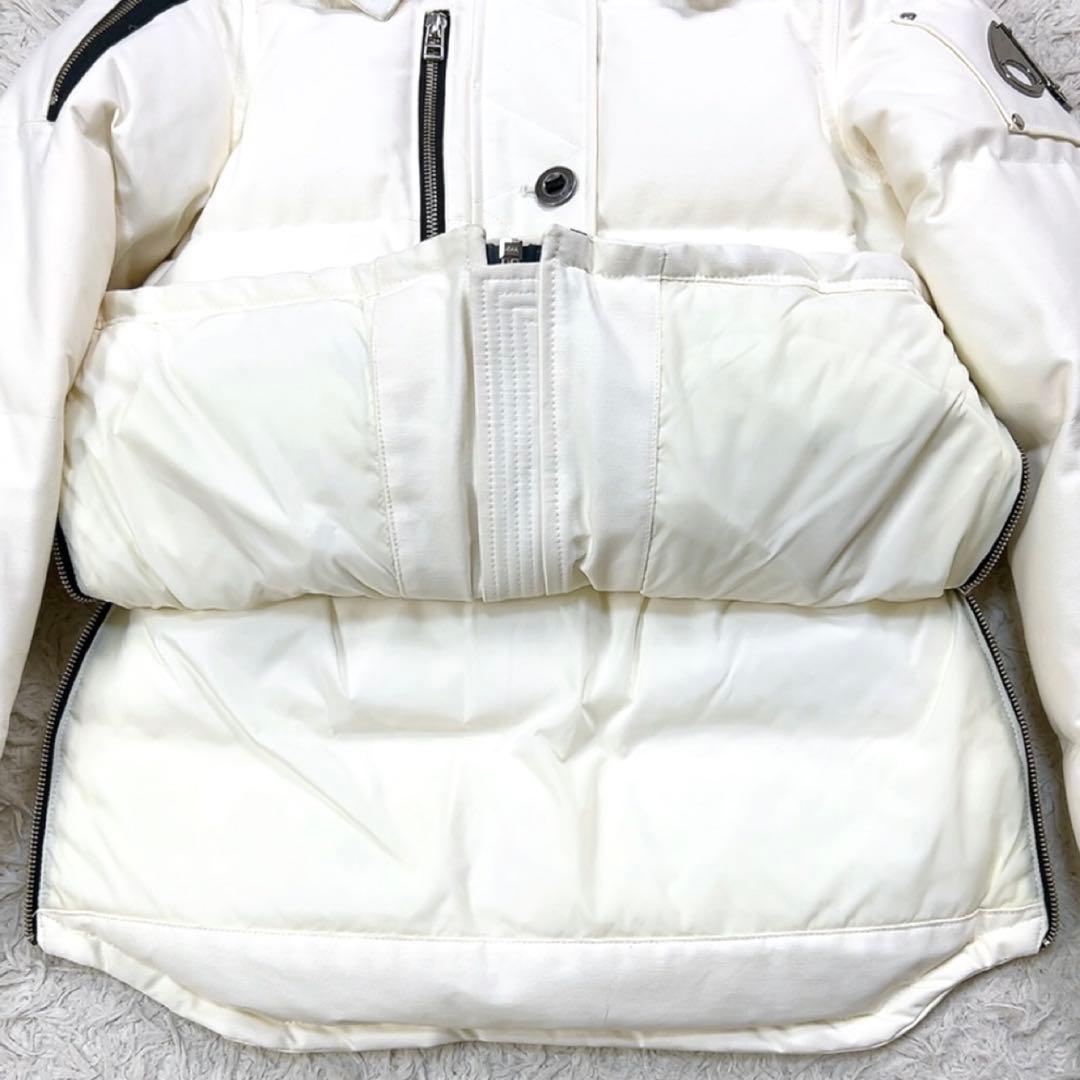 ムースナックルズ ダウンジャケット 2way リアルファー S ホワイト
