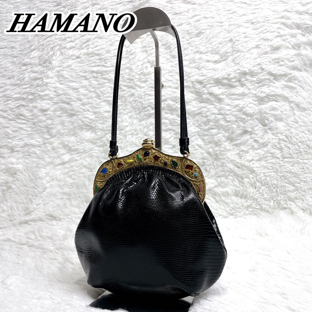 美品✨HAMANO ハンドバッグ リザード サンピエトロ がま口 濱野皮革
