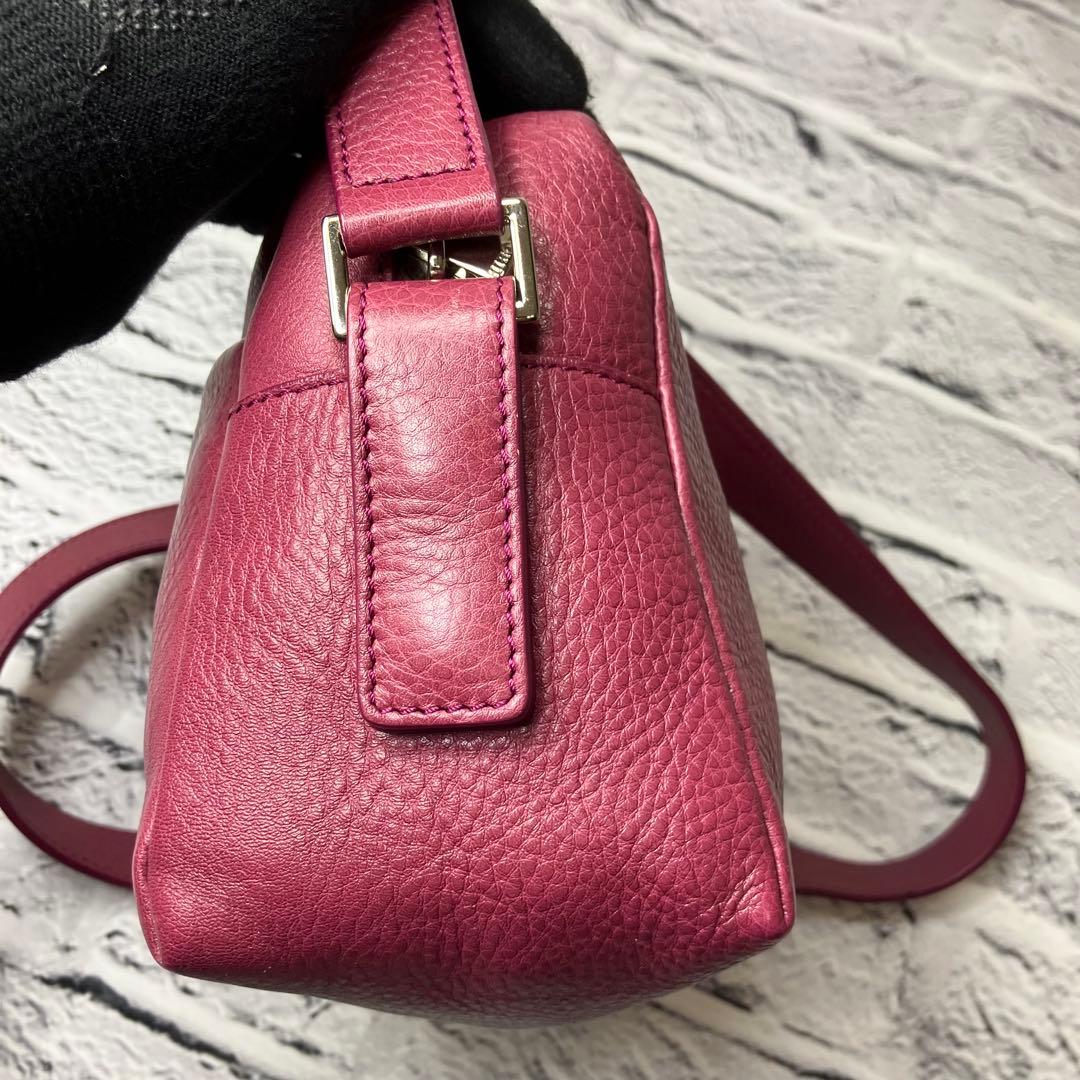 美品✨ヒロフ 現行モデル ヴィータ シボ革 Hロゴ ショルダーバッグ