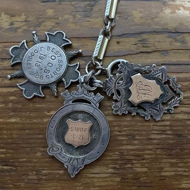 1900年代初頭 英国 アンティーク 純銀 アルバートチェーン ネックレス