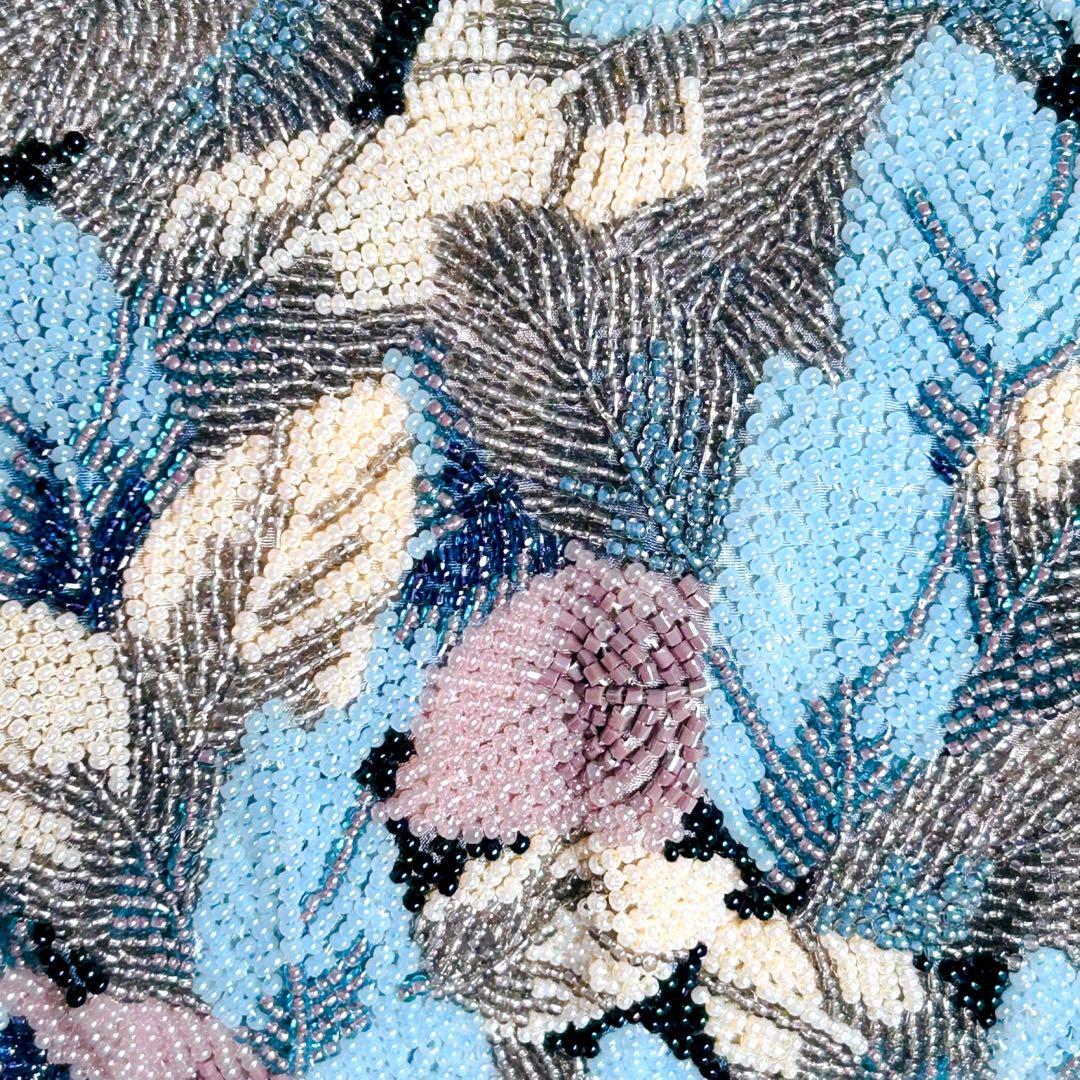 ビーズバッグ ハンドバッグ 手刺繍 葉っぱ 和装 レトロ ヴィンテージ