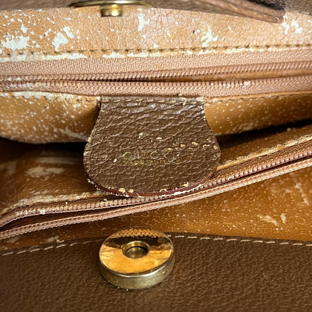 GUCCI ブラウン スエード トートバッグ バンブーハンドル