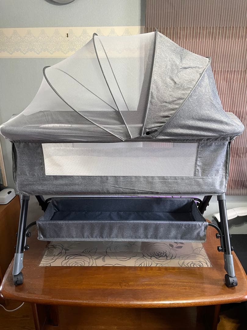 グレー ベビーベッド 折りたたみ式 ️再値下げ️折りたたみ式ベビー