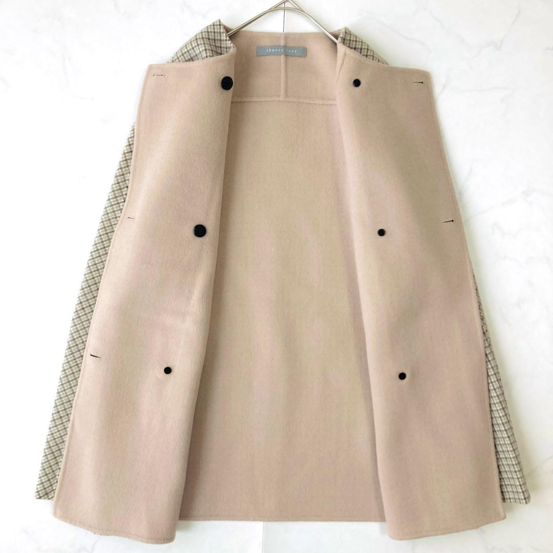 美品✨22AW セオリーリュクス カシミヤ リバーコート チェック 40