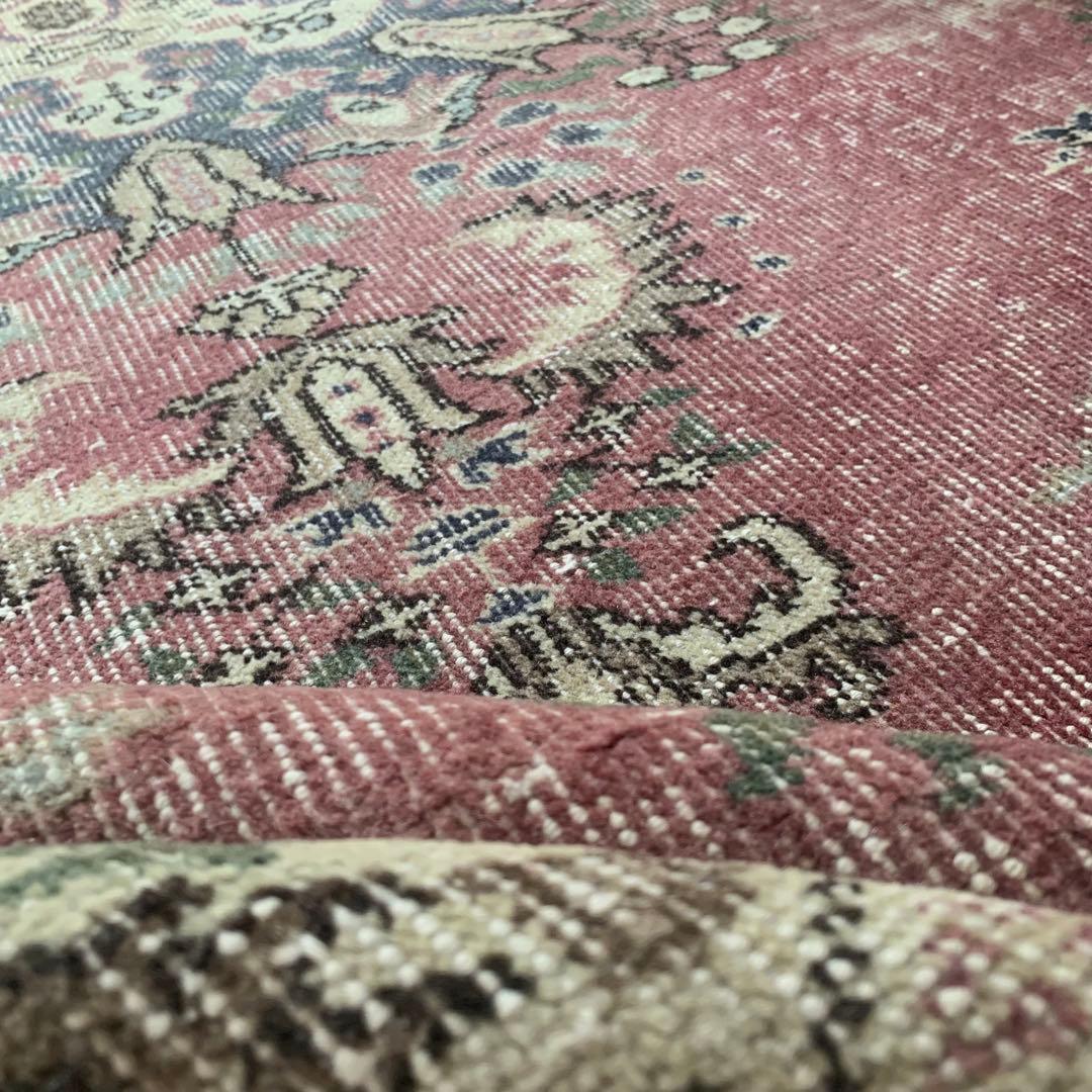 ペールピンク トルコヴィンテージラグ 215×116 メダリオン